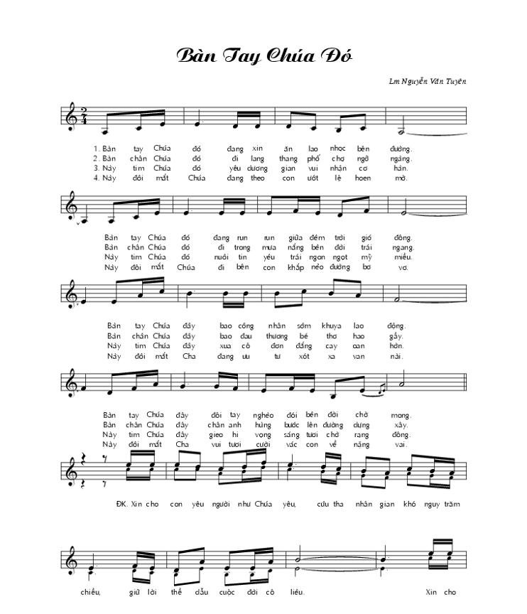 Sheet nhạc Bàn Tay Chúa Đó